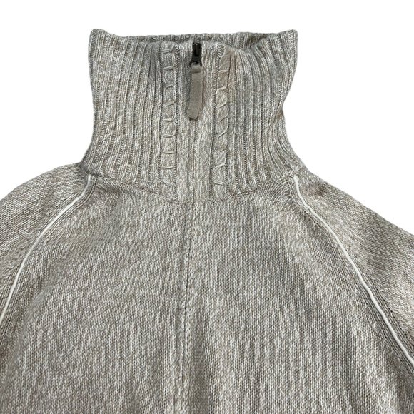 Christopher & Banks Sweater Womens Medium Oatmeal Turtleneck Full Double Zip - Picture 8 of 16